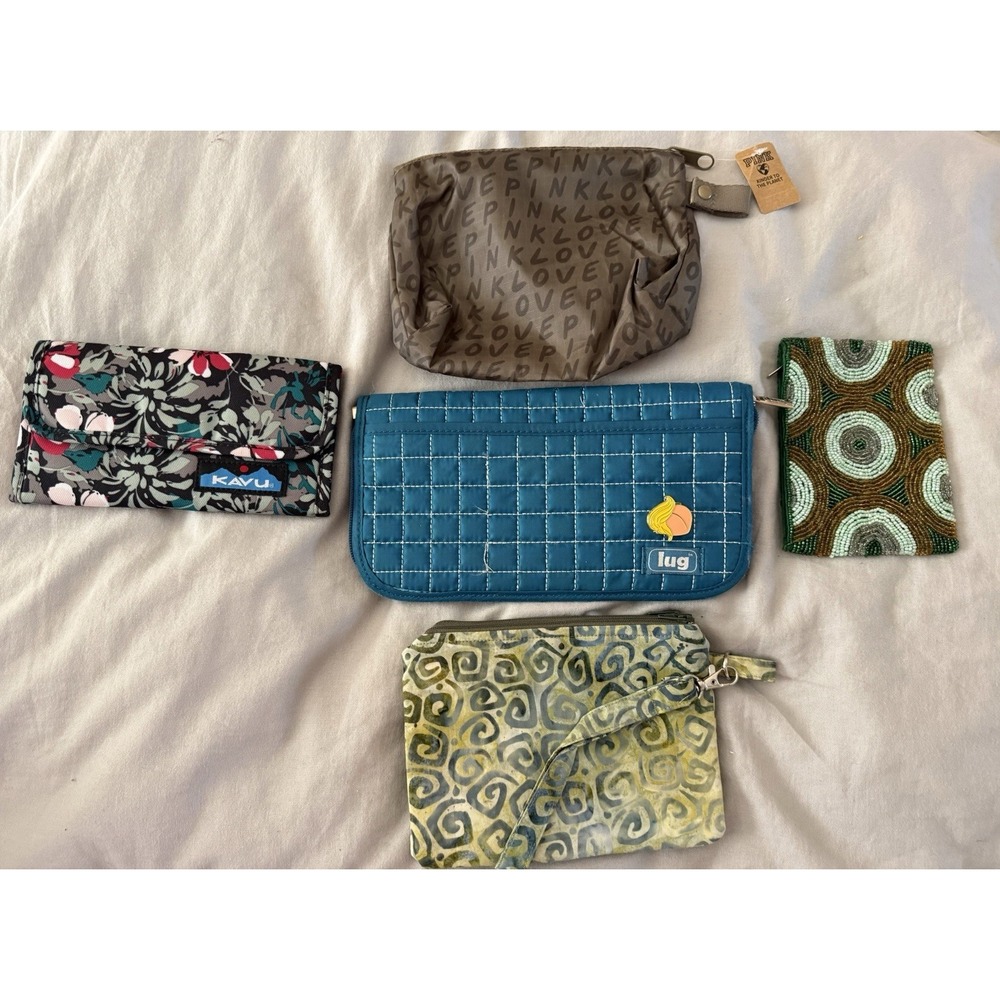 Lot Of 5 Lug Kavu Victorias Secret Unbranded Wallet Pouch Wristlet Floral Batik